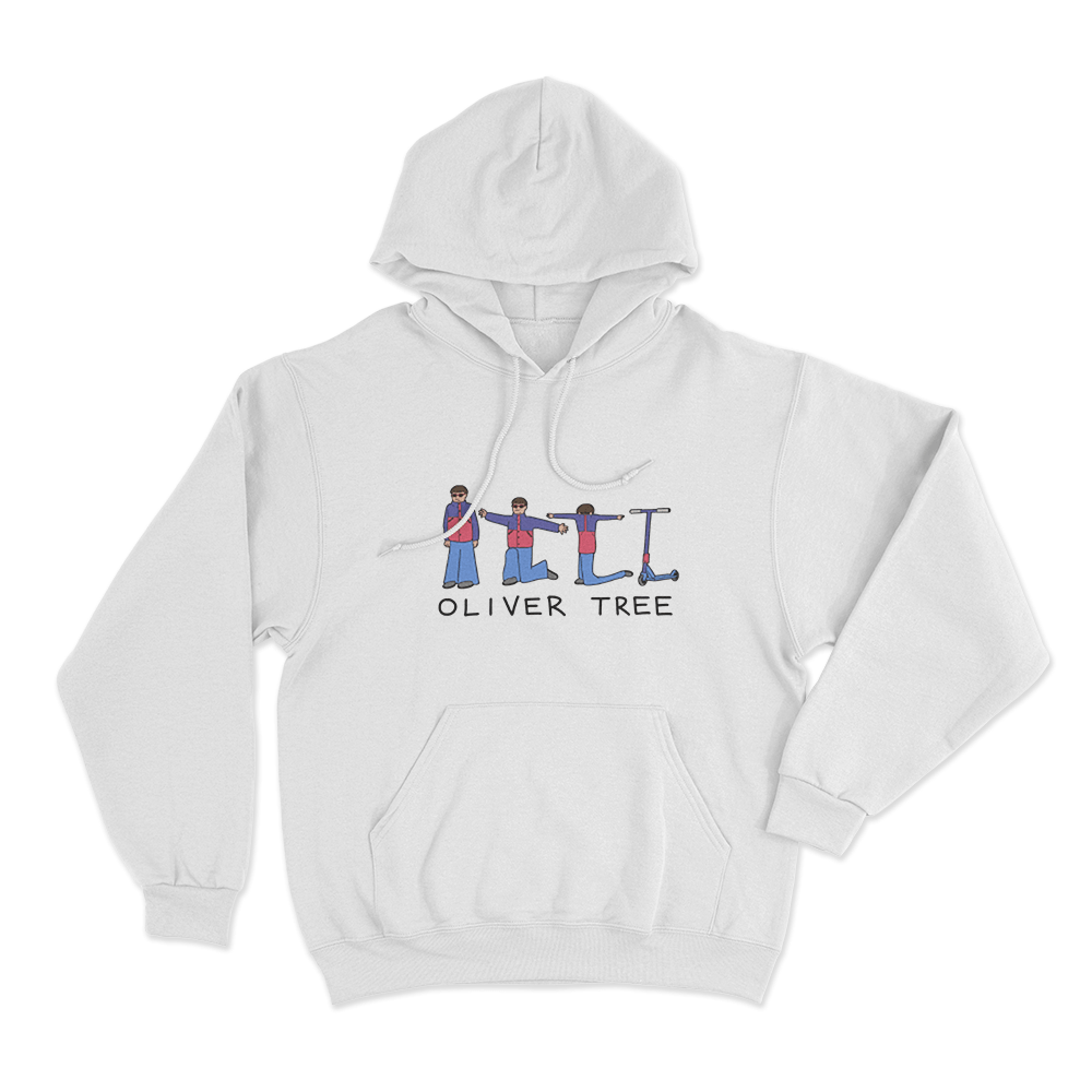 Oliver Tree Scooter Morph Unisex Hoodie White Oliver Tree Scooter Morph Unisex Hoodie White